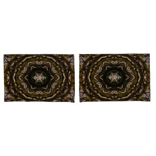 Mysterious Mandala Flower Star Root Golden Shade   Pillowcase