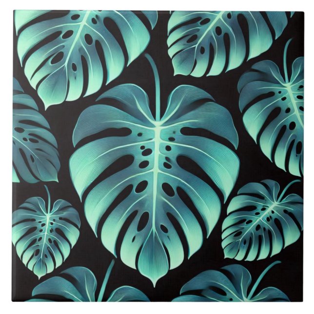 Mysterious Monstera Ceramic Tile (Front)