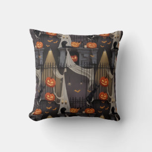 Mysterious Night Cat and Pumpkin Pattern - Hallowe Cushion