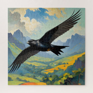 Mysterious Nomad: Colourful Swift Bird Portait Jigsaw Puzzle