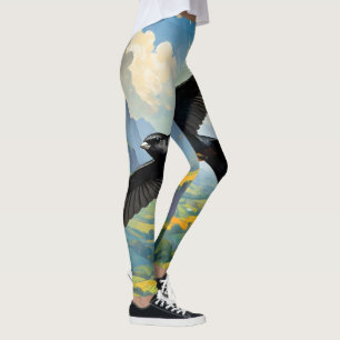 Mysterious Nomad: Colourful Swift Bird Portait  Leggings