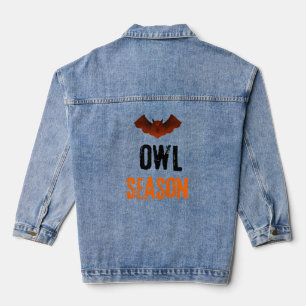 Mysterious Owl Season Spooky Vibes Denim Jacket
