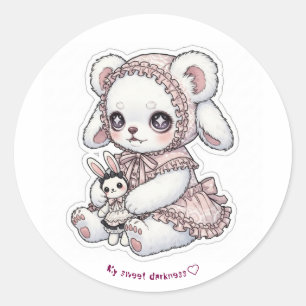 Mysterious Pastel Goth - Antique Sweet Lolita Bear Classic Round Sticker