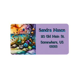 Mysterious Portal Floral Ocean Beach Invitation Label