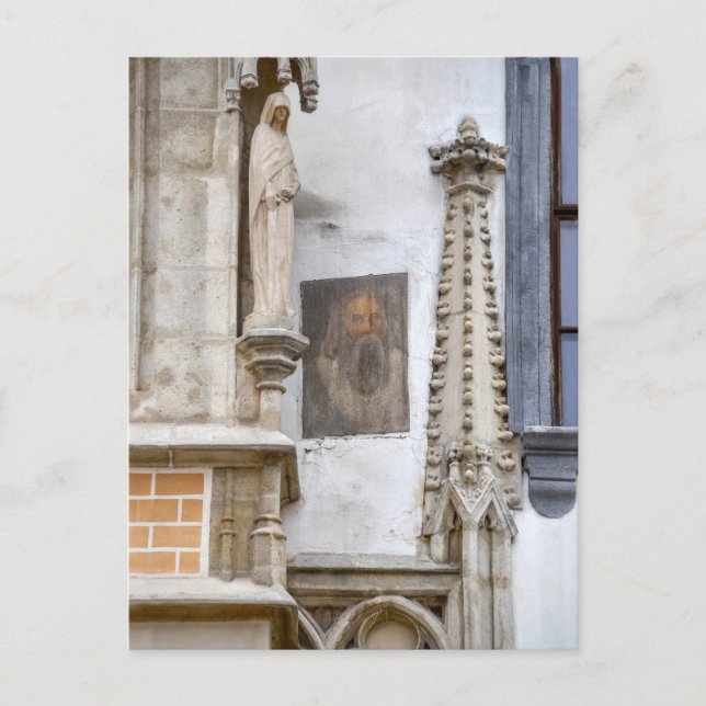 Mysterious Portrait on Old Town Hall, Bratislava Postcard (Front)