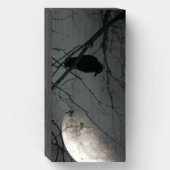 Mysterious Raven And Moon Wooden Box Sign (Front Vertical)
