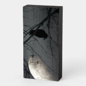 Mysterious Raven And Moon Wooden Box Sign (Angled Vertical)