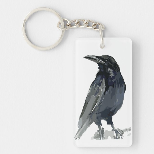 Mysterious Raven Illustration Key Ring (Front)