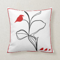 mysterious RED birds on abstraction black flower