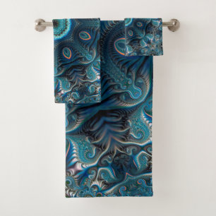 Mysterious space mandala bath towel set