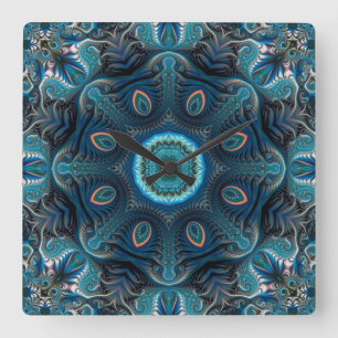 Mysterious space mandala square wall clock