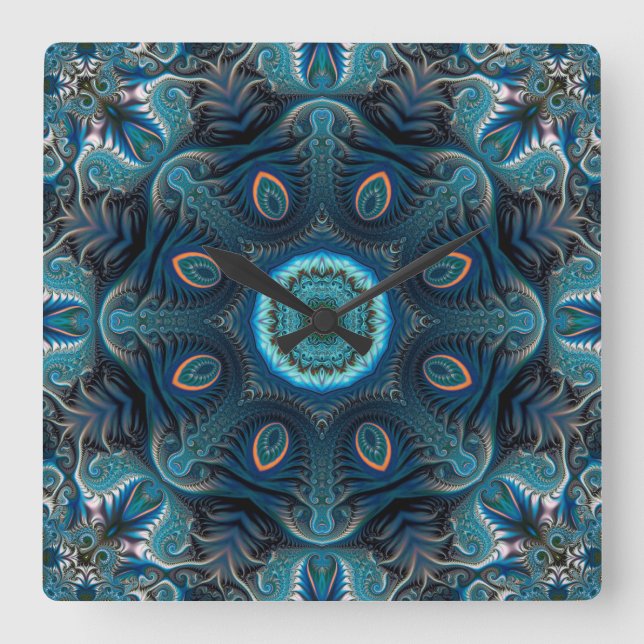 Mysterious space mandala square wall clock (Front)