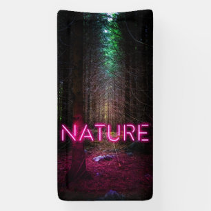 Mysterious spruce forest nature neon magenta sign
