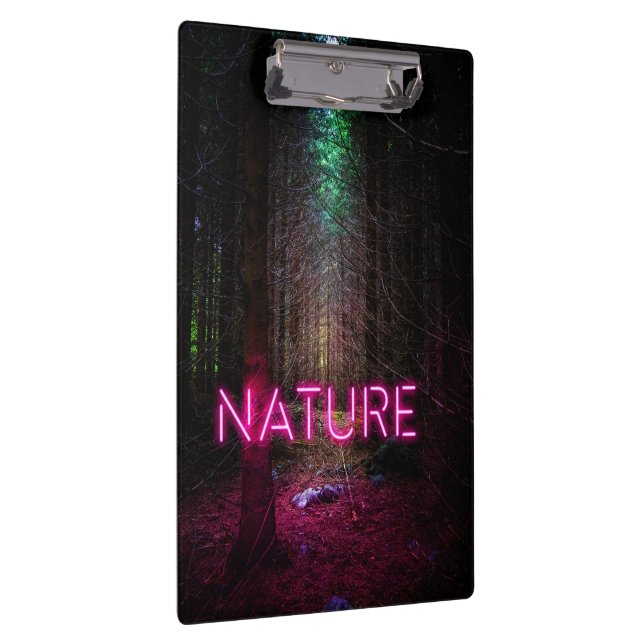 Mysterious spruce forest nature neon magenta sign clipboard (Right)