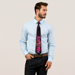 Mysterious spruce forest nature neon magenta sign tie