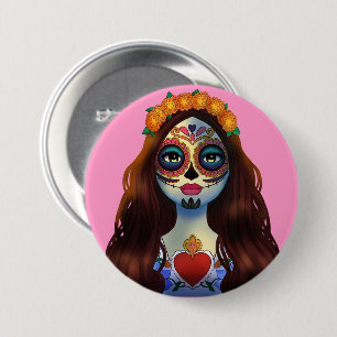 Mysterious Sugar Skull Woman 7.5 Cm Round Badge