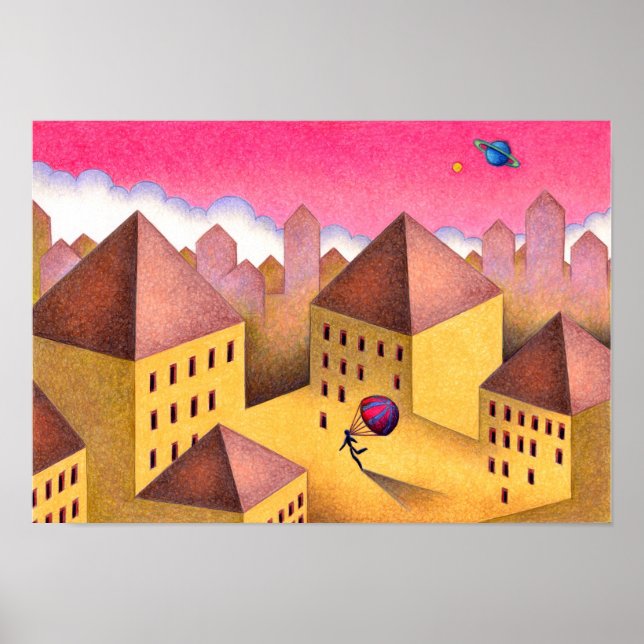 Mysterious town bathed in the twilight. poster (Front)