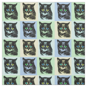 Mysterious Transparent Black Cat Fabric
