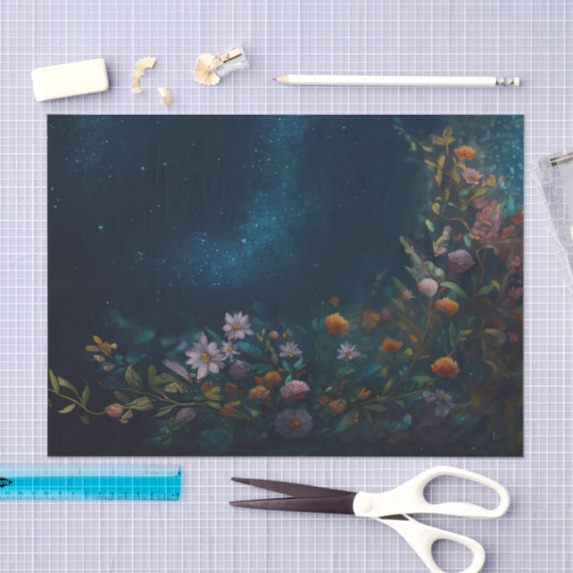 Mysterious Twilight, Moth Floral Companion FLIPPED Tissue Paper (Craft)