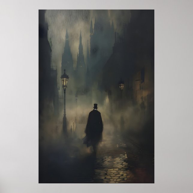 Mysterious Victorian Man Jack the Ripper Walking Poster (Front)