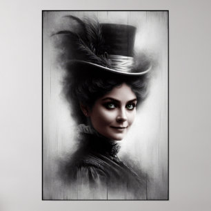 Mysterious Victorian Woman Portrait Art Poster
