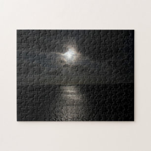 Mysterious white sun in black sky jigsaw puzzle