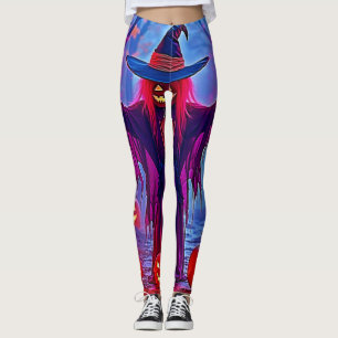 Mysterious Witch in Enchanted Woods Design Leggings