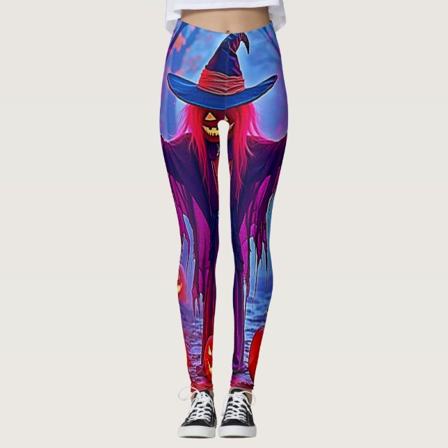 Mysterious Witch in Enchanted Woods Design Leggings (Front)