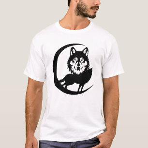 Mysterious Wolf Silhouette in Nature with Night Po T-Shirt