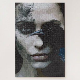 Mysterious Woman with Raven Jigsaw Puzzle