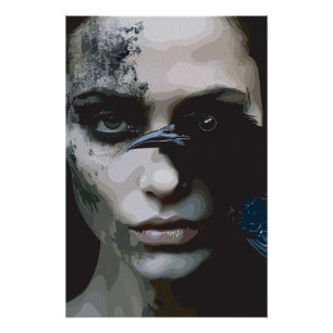 Mysterious Woman with Raven Poster