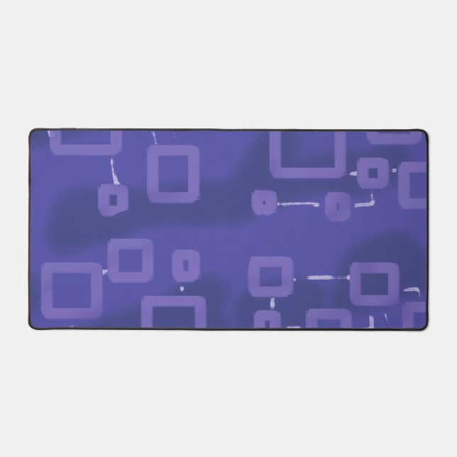 Mystery Blue Geometric Squares Desk Mat (Front)