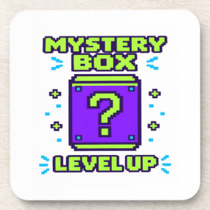 Mystery Box Level Up Retro 8 Bit Pixel Gamer T Shi Coaster