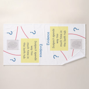 Mystery Crime Solving Evidence Board Bath Towel