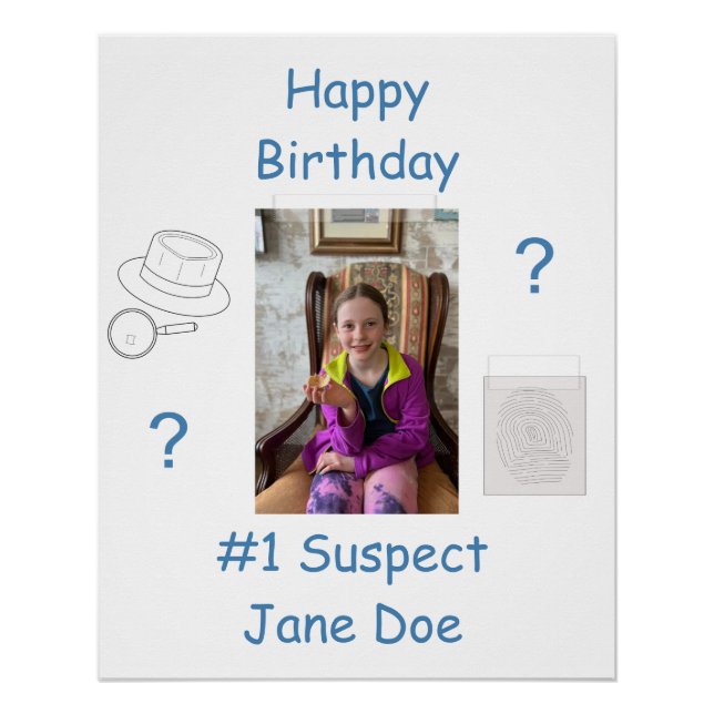 Mystery Crime Solving Evidence Board Birthday Poster (Front)