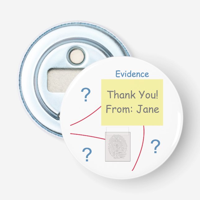 Mystery Crime Solving Evidence Board Bottle Opener (Front)
