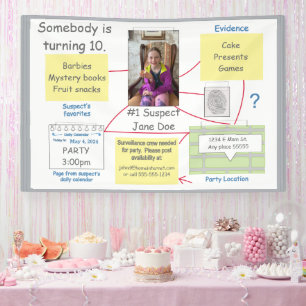 Mystery Crime Solving Evidence Board Invitation Banner