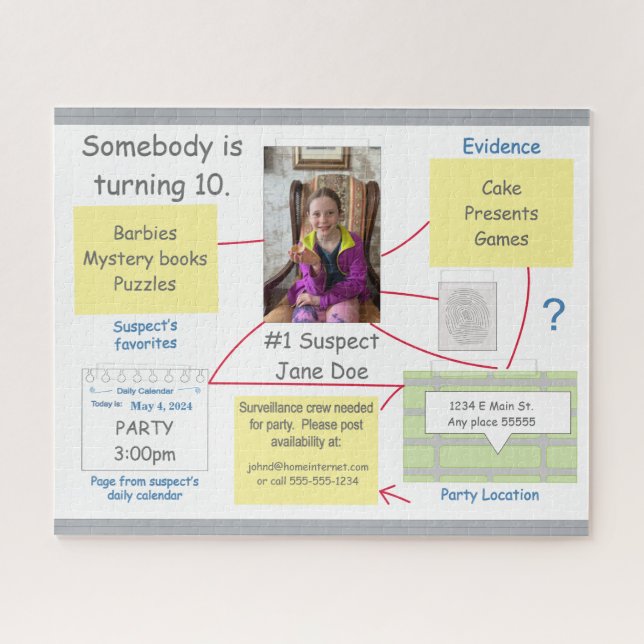 Mystery Crime Solving Evidence Board Jigsaw Puzzle (Horizontal)