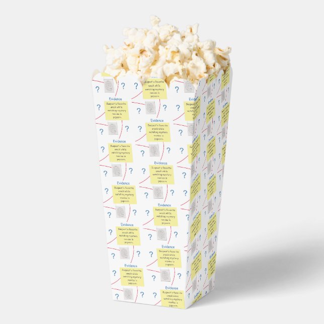 Mystery Crime Solving Evidence Board Popcorn  Favour Box (Popped)