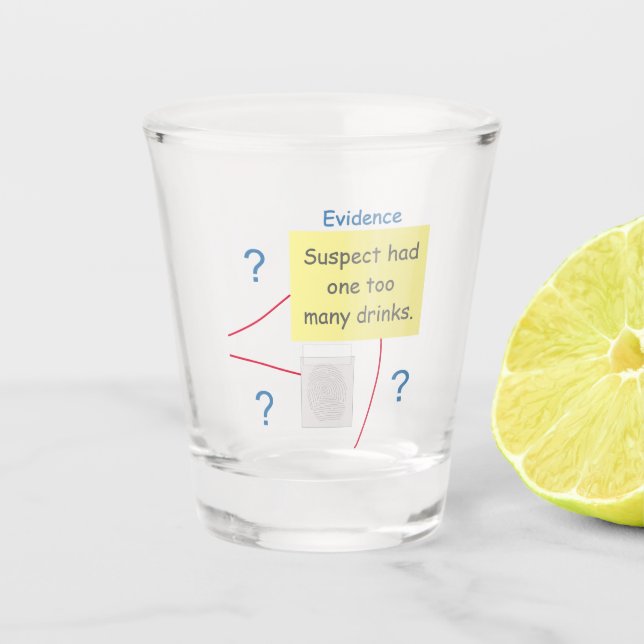 Mystery Crime Solving Evidence Board Shot Glass (Front)