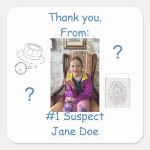 Mystery Crime Solving Evidence Board Thank You Square Sticker