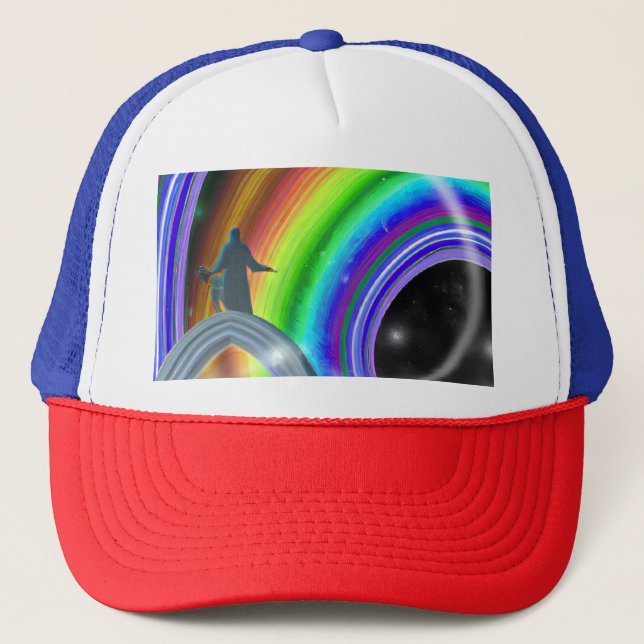 Mystery Figure at the Inter-Dimensional Stargate Trucker Hat (Front)