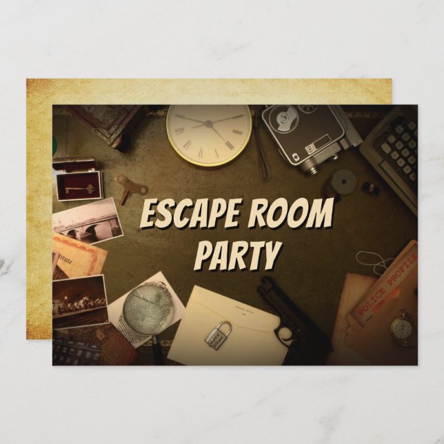 Mystery Game Escape Room Party Birthday Invitation (Front/Back)