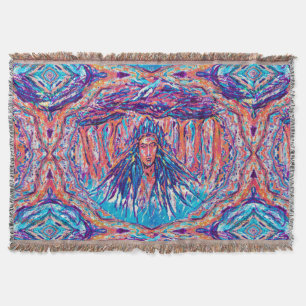 Mystery Godess Holding the Sky Throw Blanket