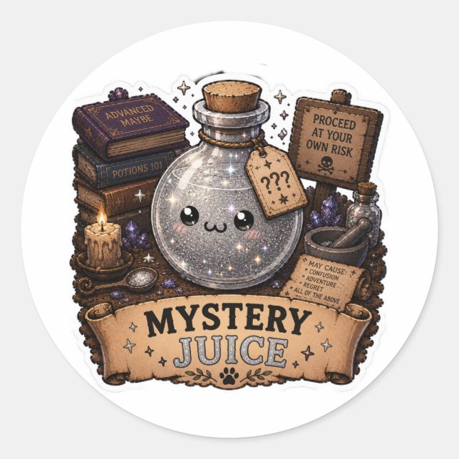 Mystery Juice Funny Fantasy Potion Sticker (Front)