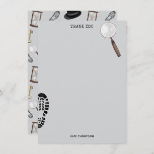 Mystery Kids Secret Agent Spy Detective Theme Thank You Card