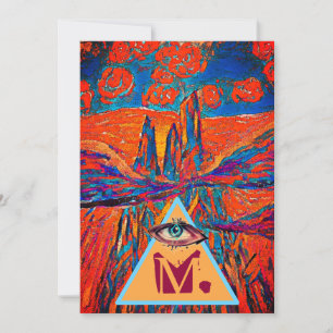 Mystery Mount Monogram and Roses in the Sky Holiday Card