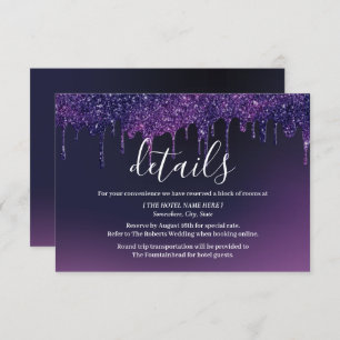 Mystery Purple Drips Modern Wedding Details Invitation