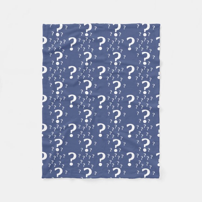 Mystery question mark riddle puzzle blue fleece blanket (Front)