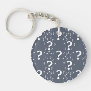 Mystery question mark riddle puzzle blue-grey key ring